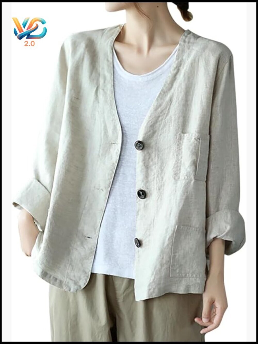 Oversized Linen Blazer Lightweight Casual Long Sleeve Spring Jacket